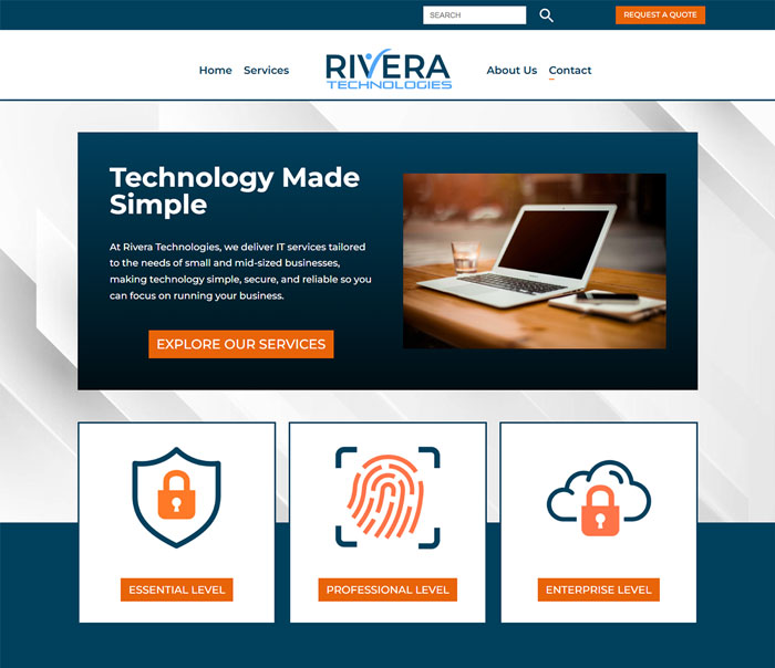 Screenshot of Rivera Technologies Services page